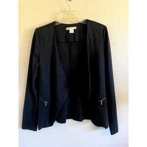 Peyton Jensen Heathered Charcoal Gray Open Front Jacket Cardigan Womens Small
